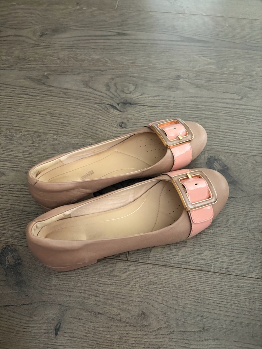 Womens Clarks Cushion Pink Buckle Ballet Flats